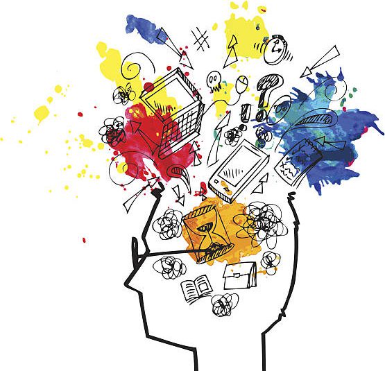 brain clutter spewing out of head